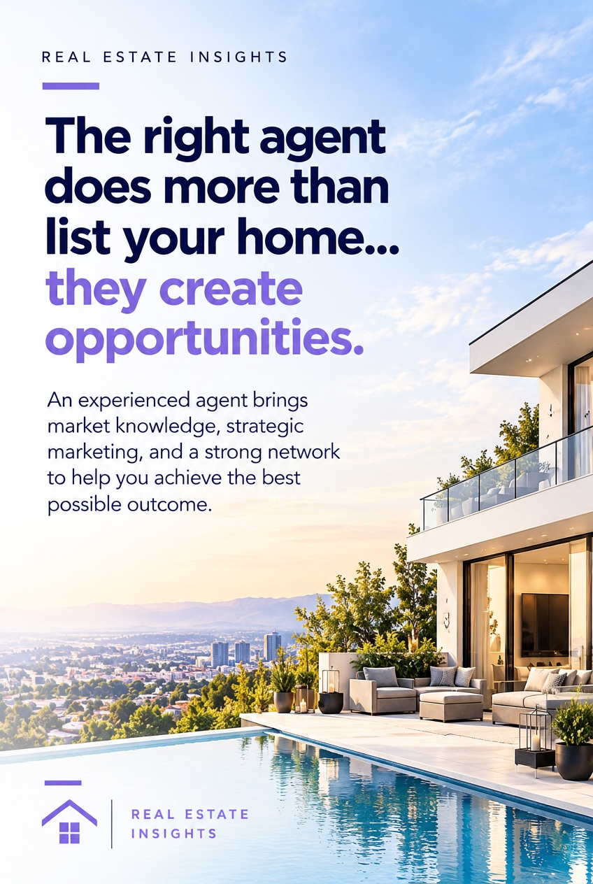 Luxury modern home post explaining that the right agent creates opportunities